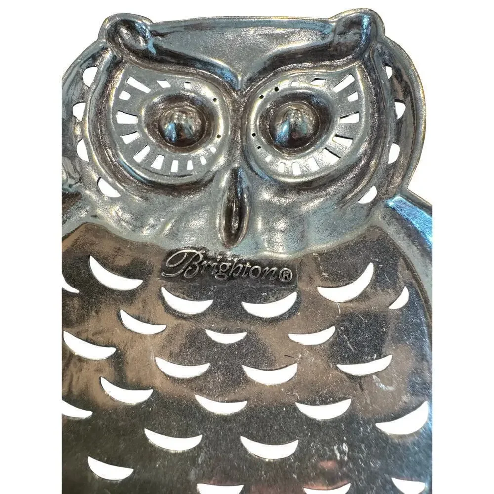 Brighton‎ Owl Night Light Silver Plated Replacement Nightlight Front MCM Boho 5
